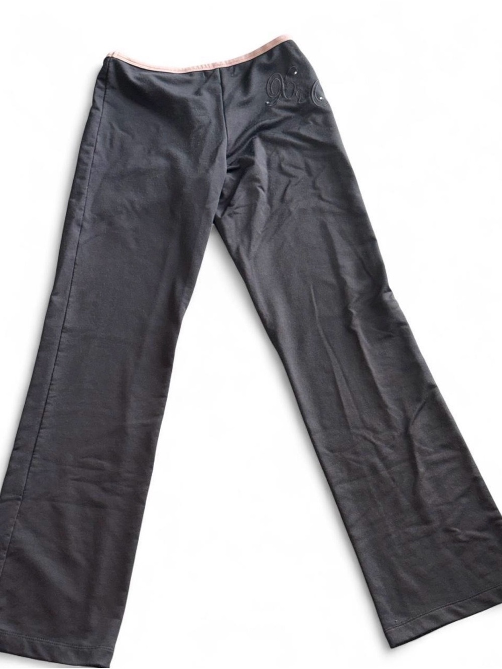 XOXO Black Wide-Leg Pants with Pink Waist Trim